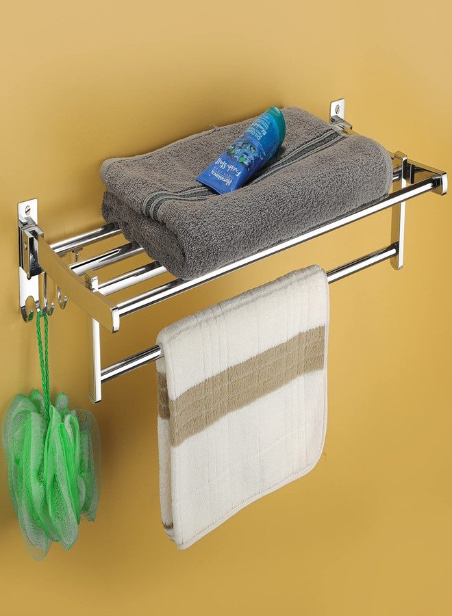 iSTAR Fully Stainless Steel Folding Towel Rack/Towel Stand/Towel Hanger/Bathroom Accessories (24 Inch, Silver) - Image 1